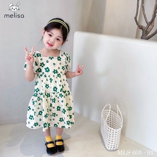Đầm Melisa xuất Hàn hoa xanh cho bé gái