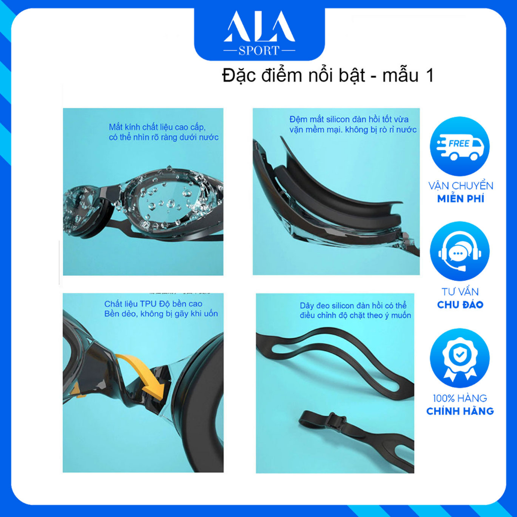 Kính Bơi Nam Nữ Cao Cấp Siêu Bền Đẹp Măt Kính Có Góc Nhìn Rộng Rõ Nét Kèm Nút Bịt Tai Tiện Dụng KI09