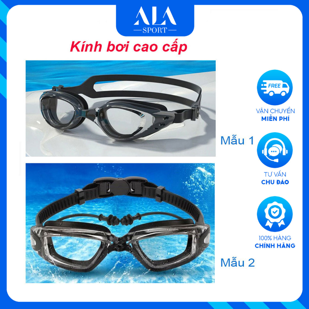 Kính Bơi Nam Nữ Cao Cấp Siêu Bền Đẹp Măt Kính Có Góc Nhìn Rộng Rõ Nét Kèm Nút Bịt Tai Tiện Dụng KI09