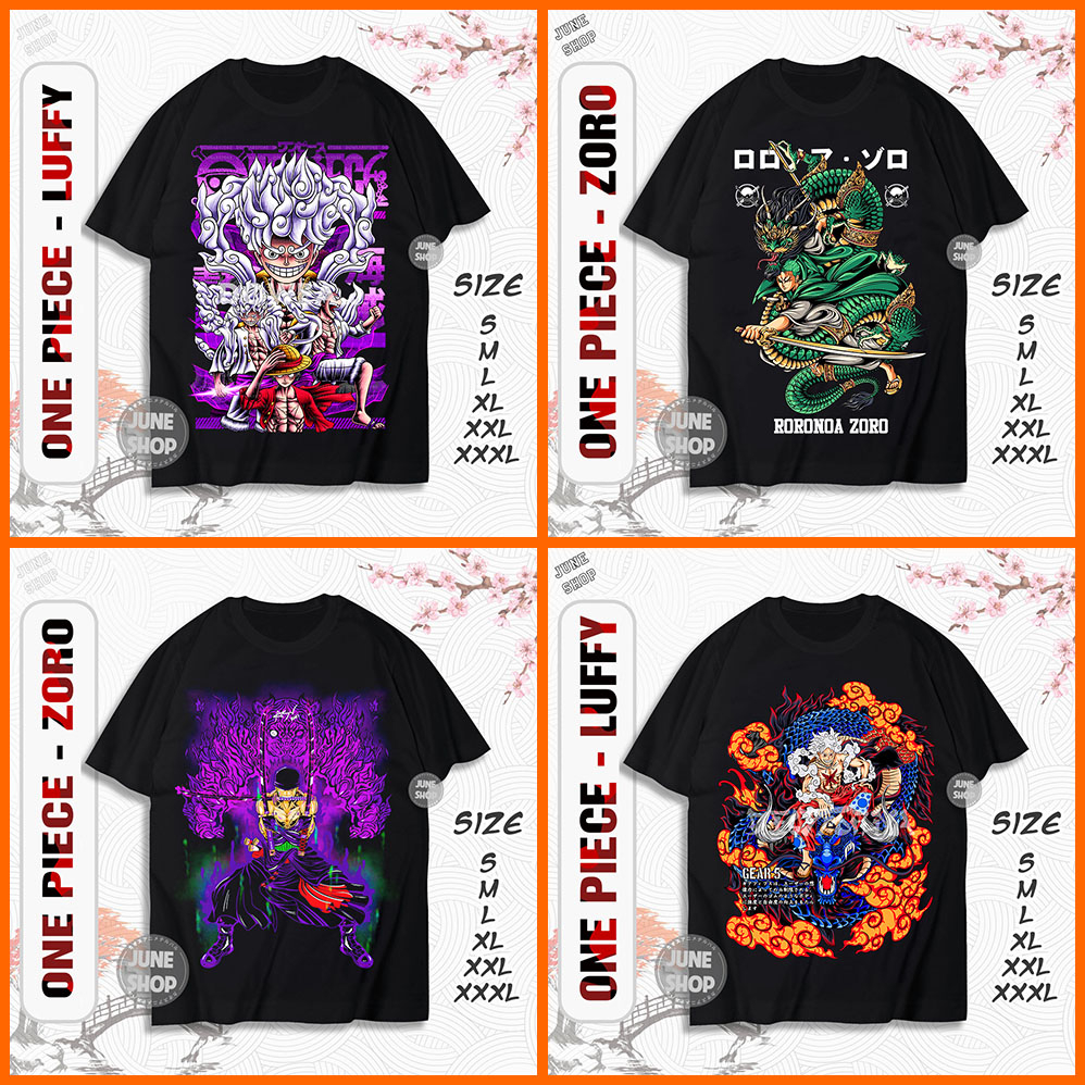 Áo One Piece, Áo Luffy Gear 5, ACE, Sanji, Zoro mẫu mới cực chất, chất vải thun co giãn 4 chiều thoáng mát