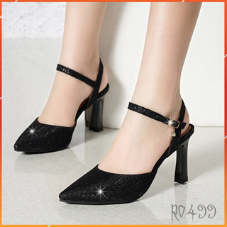  Giày sandal nữ cao gót đế cao 7 phân hàng hiệu rosata hai màu đen vàng ro499 