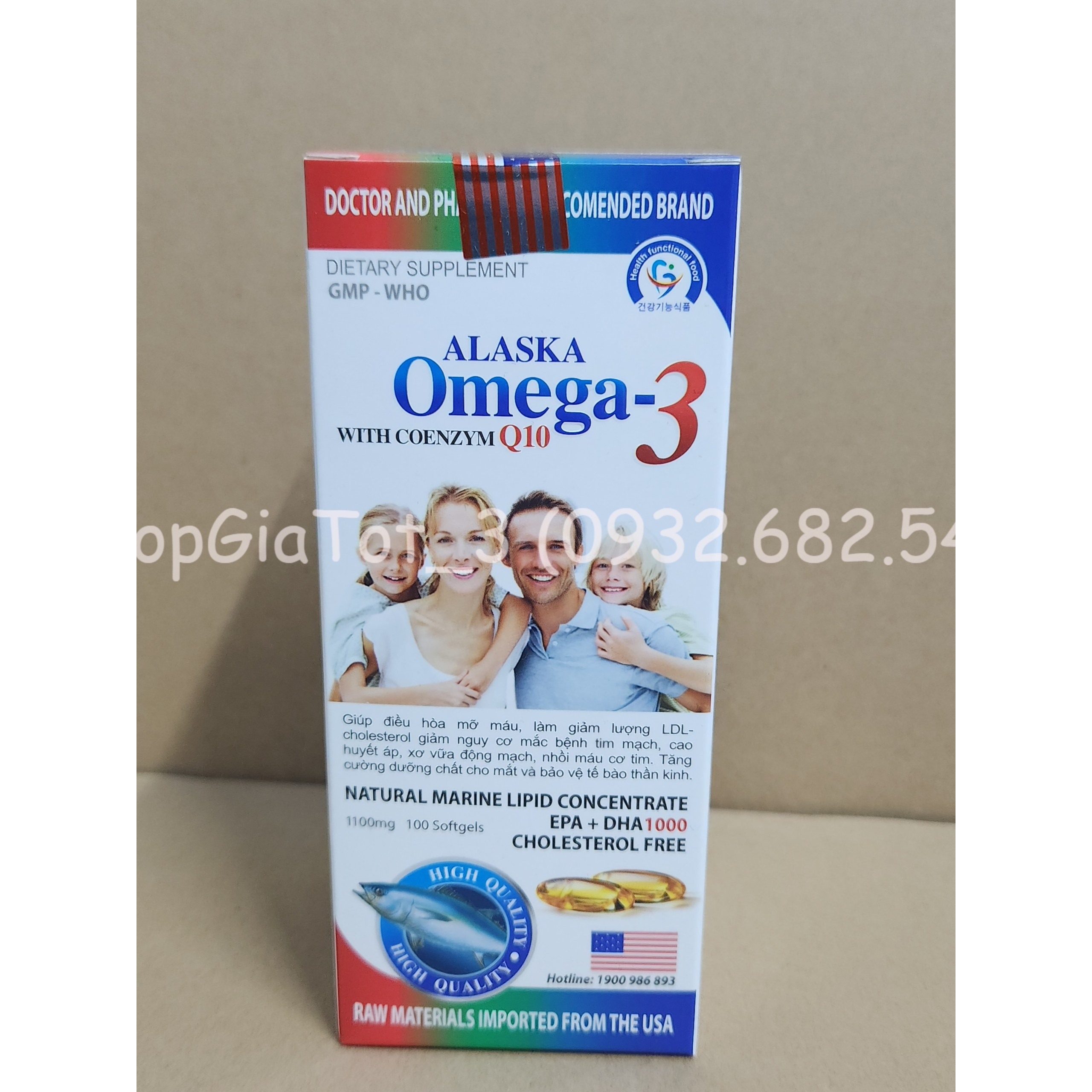 Alaska omega 3 (gia đình) bổ sung dưỡng chất, tăng cường thị lực cho mắt/ hộp 100 viên