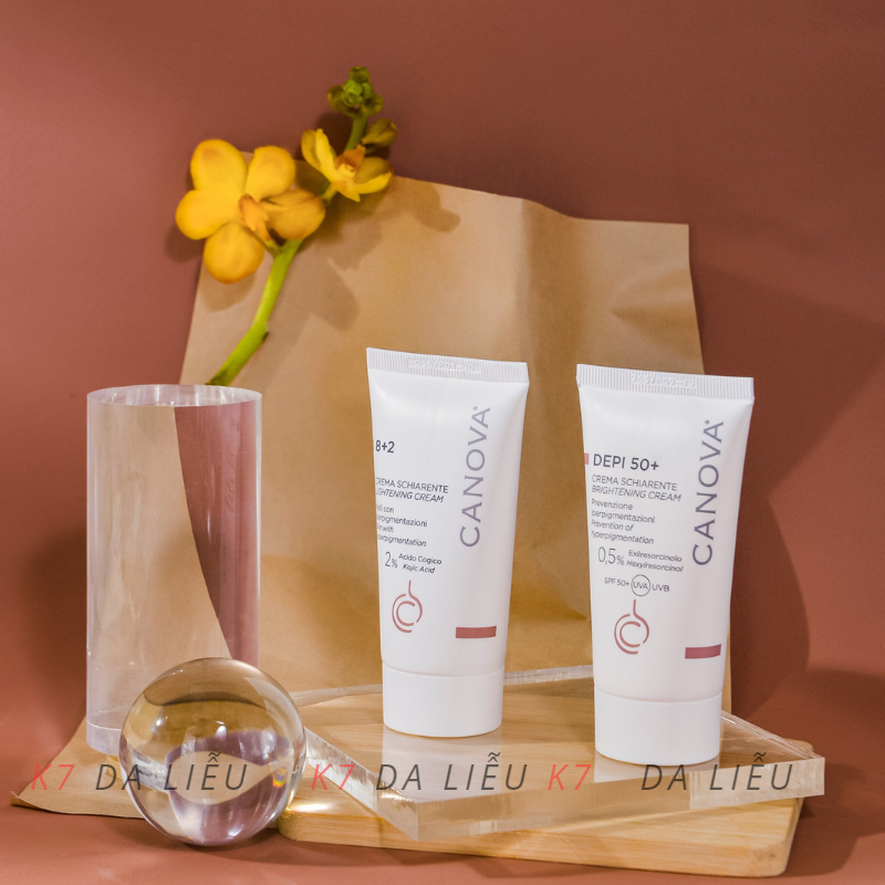 Kem nám tàn nhang K7 Da Liễu CANOVA 8+2 và Depi 50+ giảm thâm nám dưỡng da chậm lão hóa, Nhập khẩu Ý