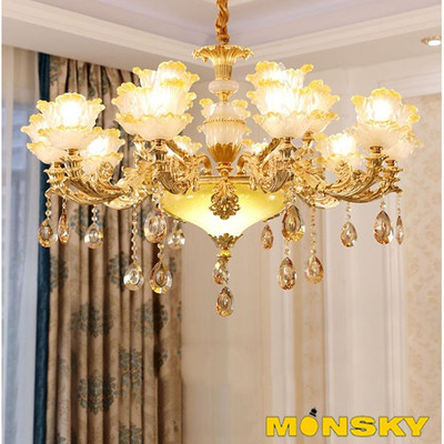 Đèn chùm pha lê 15 tay  MONSKY ETTEO hiện đại trang trí nội thất - kèm bóng LED chuyên dụng.