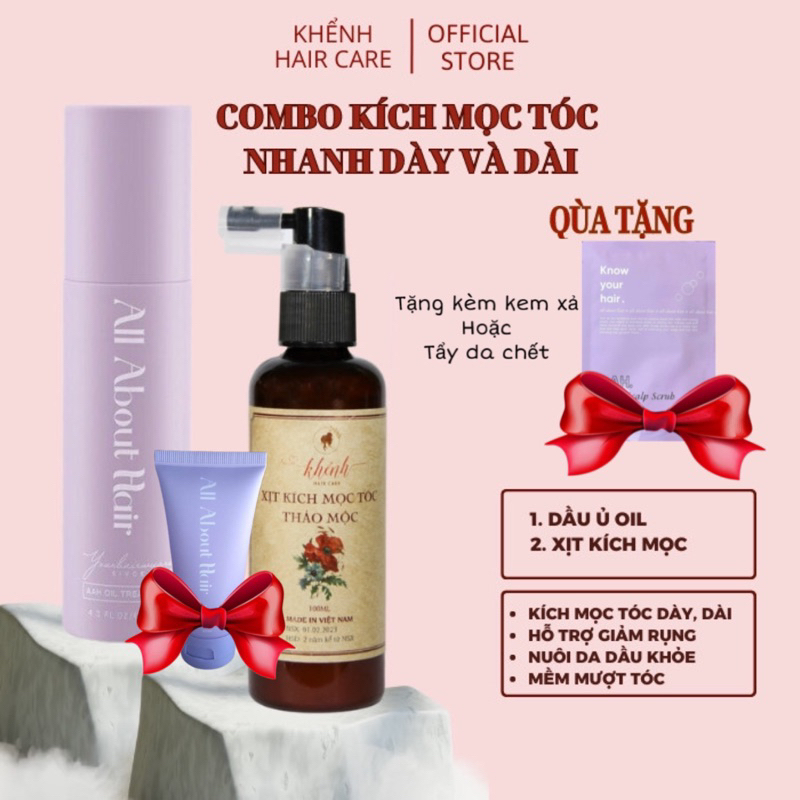 Combo Kích Mọc Tóc Nhanh Dày Dài Oil Treament + xịt thảo mộc kèm qàu tặng