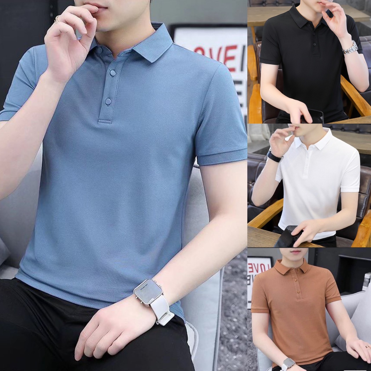 Áo Polo áo Nam,áo phông tay ngắn Cổ Bẻ chất vải pony cá sấu có đủ 4 mầu trơn co giãn 4 chiều mềm mịn mát thoải mái