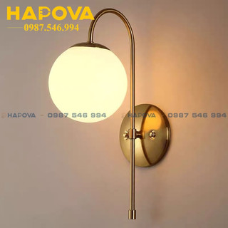 Đèn gắn tường phòng ngủ hình quả cầu tròn HAPOVA ANDREW 1254 + Tặng kèm bóng LED AS vàng
