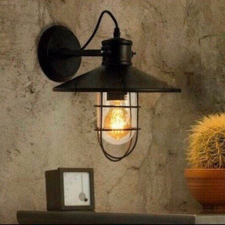 Đèn tường cầu thang trang trí decor nhà hàng cafe chao đĩa đen bóng edison ST64