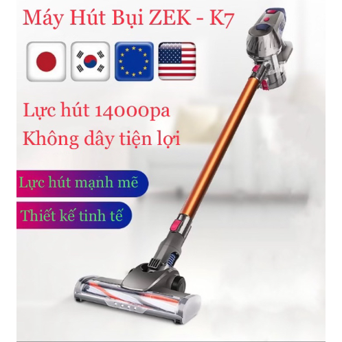 Máy Hút Bụi Cầm Tay Không Dây ZEK- K7 Đa Năng Gia Đình Mini Pin Sạc Hút Giường Đệm Nệm Sofa Xe Hơi Lực Hút Mạnh 112/12