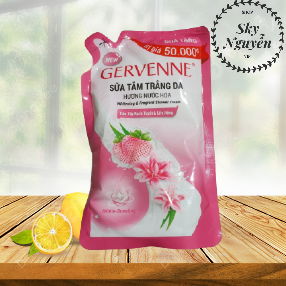 Túi Sữa Tắm Trắng Da Gervenne 380g Tiện Dụng Hàng Khuyến Mãi.