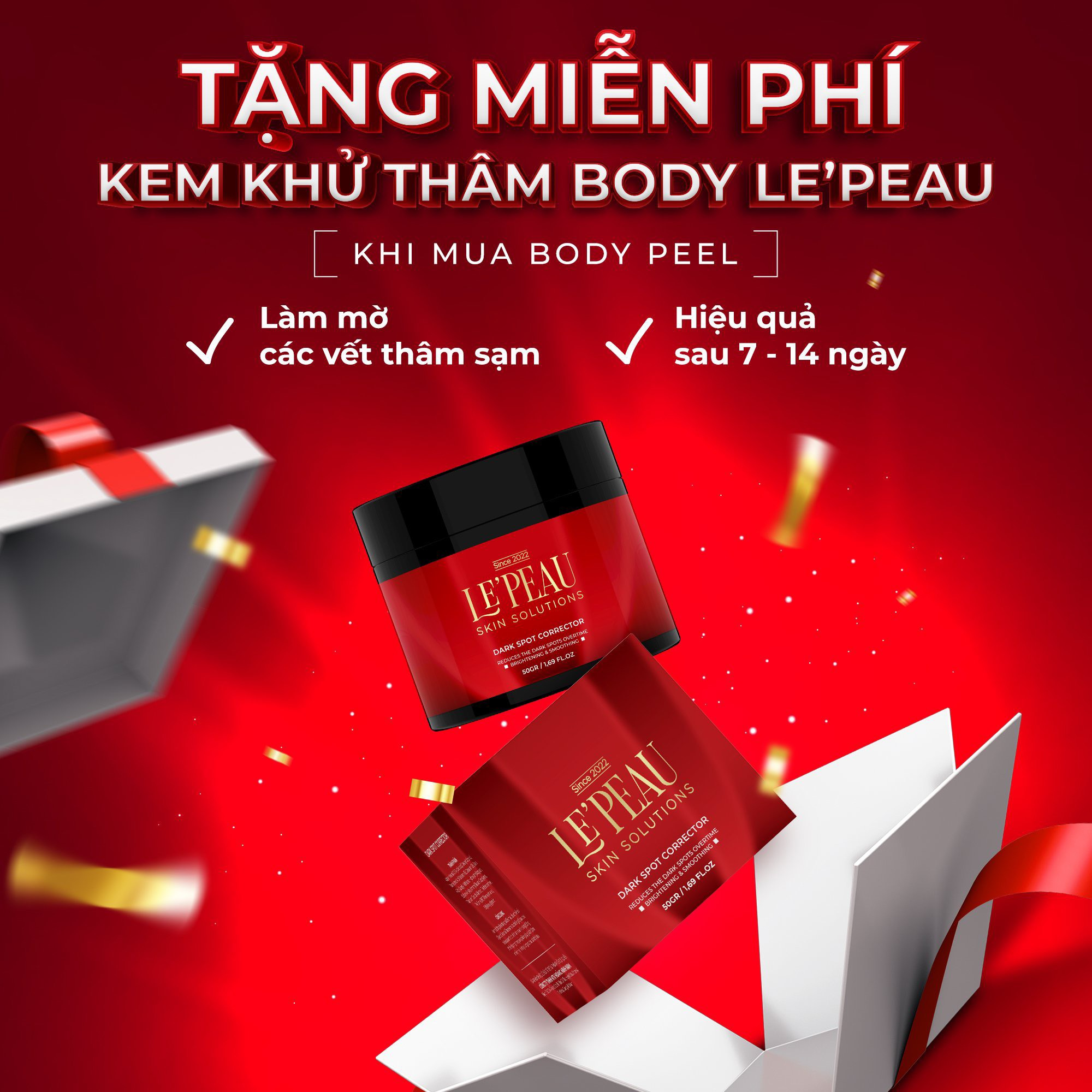 Peel da body LEPEAU, peel nách peel body retinol trắng da mờ thâm sạm dưỡng trắng da tặng kèm hủ khử thâm 150ml