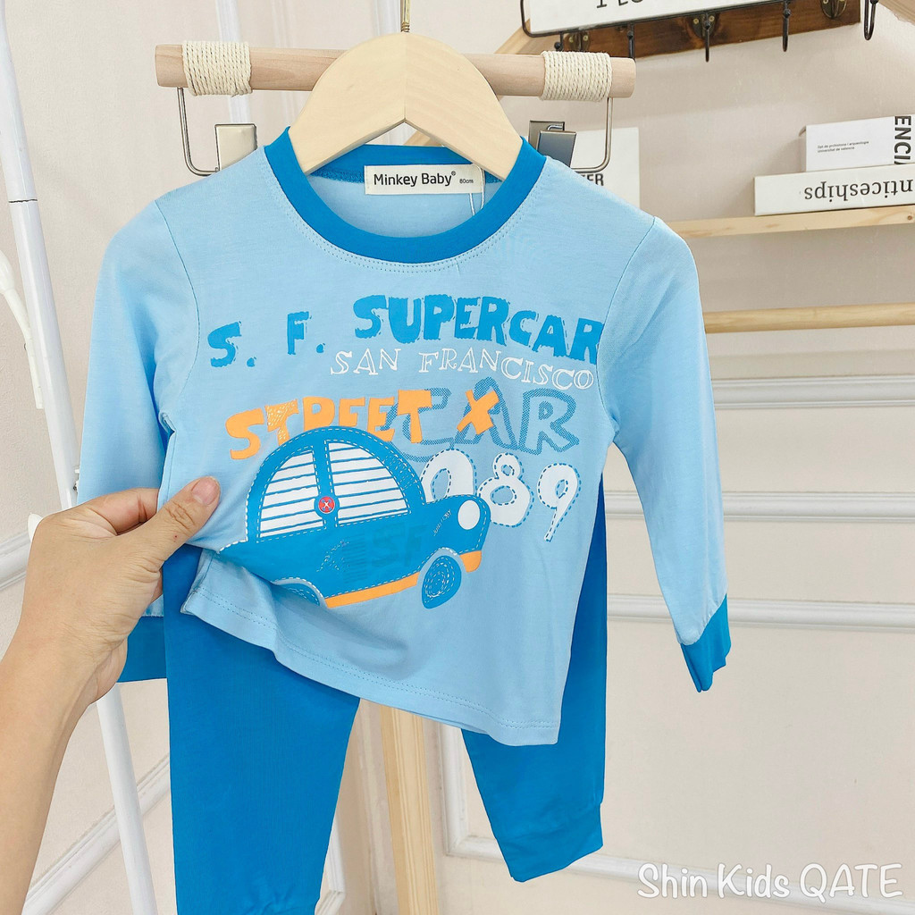 >>FULL SIZE BỘ DÀI TAY CHẤT THUN LẠNH PHỐI VIỀN IN HÌNH ĐỘNG VẬT SIÊU DỄ THƯƠNG DÀNH CHO BÉ