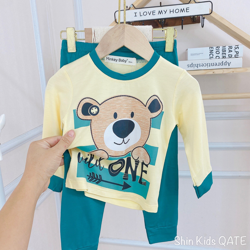 >>FULL SIZE BỘ DÀI TAY CHẤT THUN LẠNH PHỐI VIỀN IN HÌNH ĐỘNG VẬT SIÊU DỄ THƯƠNG DÀNH CHO BÉ