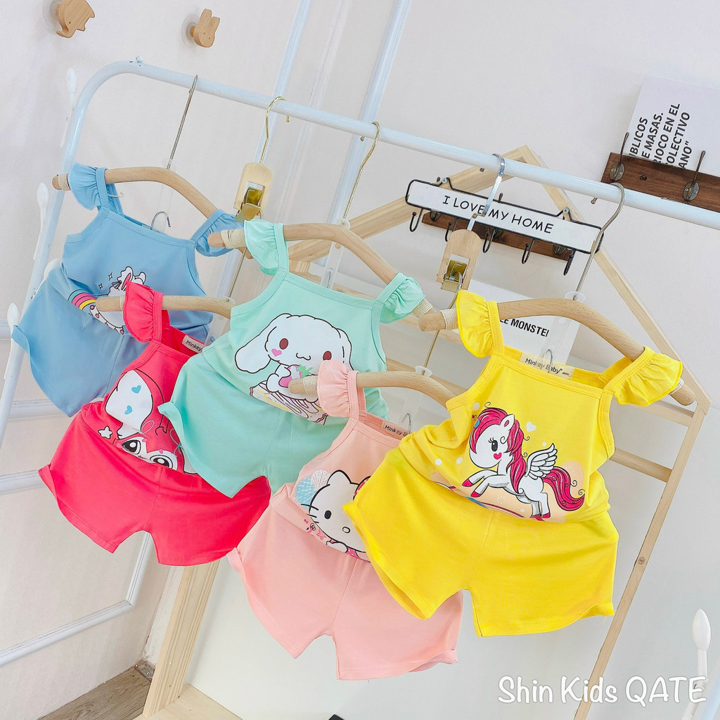 Full Size (8-25kg) Set Bé Gái Áo Cánh Tiên Chất Thun Lạnh In Hình Siêu Xinh Dành Cho Bé