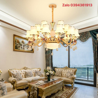 Đèn chùm tân cổ điển, đèn chùm trang trí phòng khách giá rẻ 15 tay