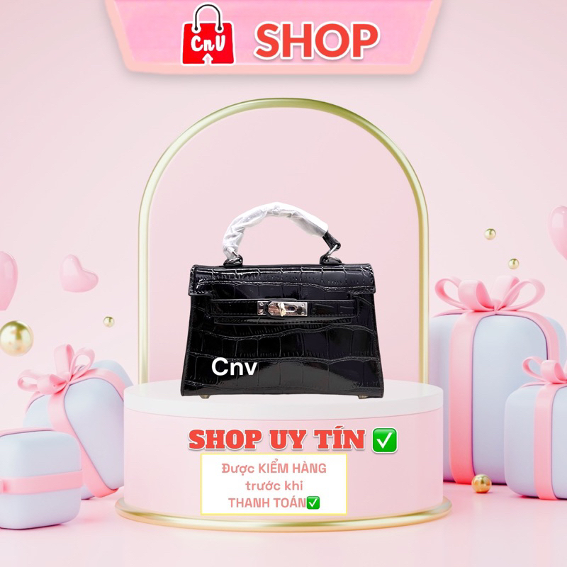 Túi xách nữ, túi đeo chéo và xách tay chữ H da bóng thời trang hàn quốc size 20 đựng vừa điện thoại
