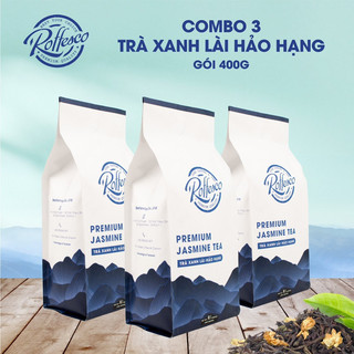 Combo 3 trà xanh lài roffesco premium jasmine tea hương vỏ cam nhẹ nhàng túi 400g