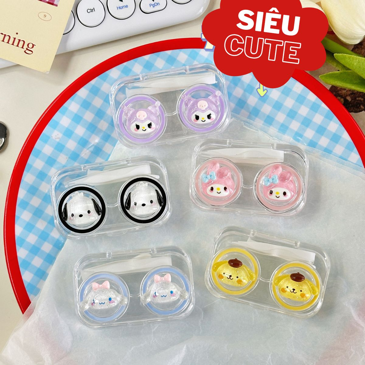 Hộp đựng lens mini họa tiết dễ thương SH121