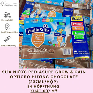   DATE 01.09.2023  THÙNG 24 CHAI  SỮA NƯỚC PEDIASURE OPTIGRO HƯƠNG CHOCOLATE CỦA MỸ 237ML HỘP 