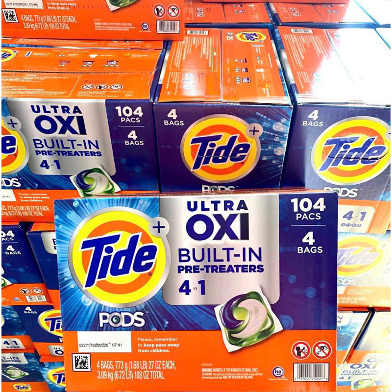 [4 TÚI/THÙNG] VIÊN GIẶT QUẦN ÁO TIDE PODS ULTRA OXI 26 VIÊN/TÚI