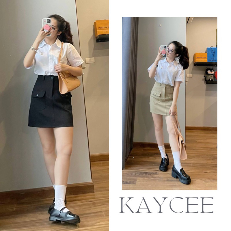 BECKY SKIRT - Chân váy ngắn kaki túi hộp hàng loại 1 giá tốt