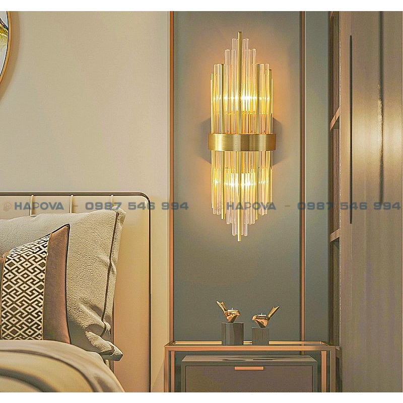 Đèn treo tường phòng ngủ pha lê cao cấp HAPOVA JOCES PH1A