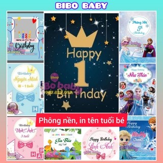 In phông sinh nhật, banner, backdrop kèm ảnh, tên, tuổi cho bé - BiBo baby