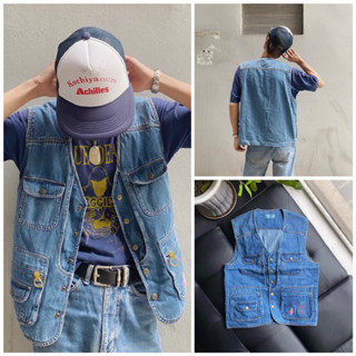  Áo gile jean Chính Hãng nam nữ cá tính áo khoác bò dáng rộng phong cách Hàn Quốc 