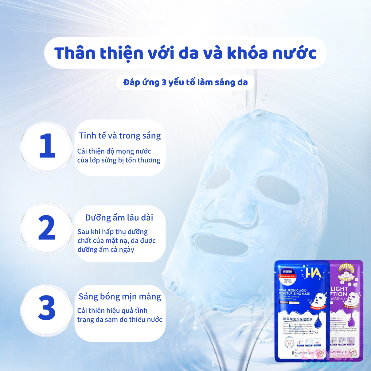 Mặt Nạ Dưỡng Ẩm Dưỡng Trắng Da HA Maycreate Mask Ha 1 miếng Hàng Nội Địa Trung MN02