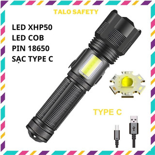 Đèn pin siêu sáng led XHP50 MÃ 12, LED COB cầm tay pin 18650
