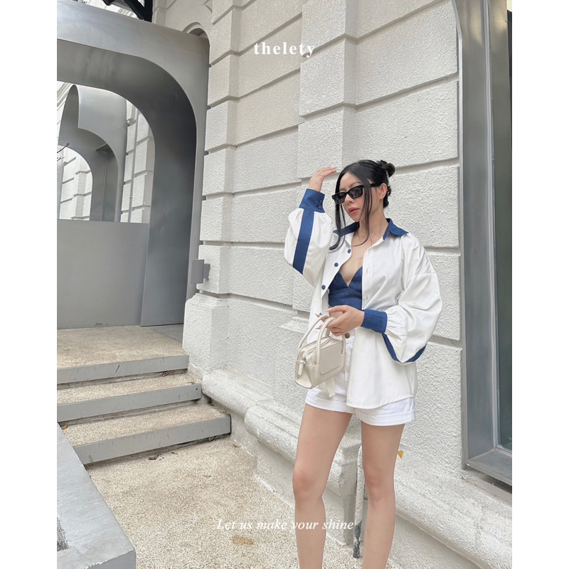 Áo Sơ Mi Viền Denim STRIPED DENIM SHIRT | 𝐭𝐡𝐞𝐥𝐞𝐭𝐲