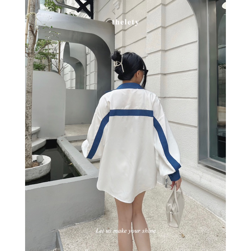 Áo Sơ Mi Viền Denim STRIPED DENIM SHIRT | 𝐭𝐡𝐞𝐥𝐞𝐭𝐲