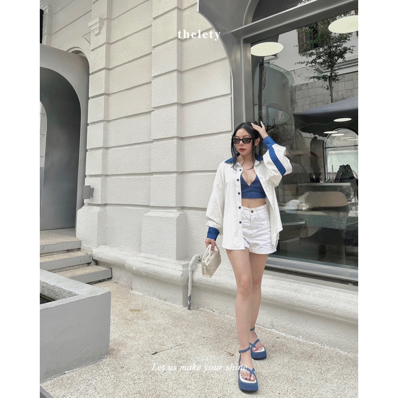 Áo Sơ Mi Viền Denim STRIPED DENIM SHIRT | 𝐭𝐡𝐞𝐥𝐞𝐭𝐲