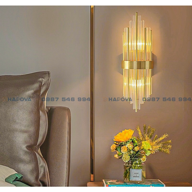 Đèn treo tường phòng ngủ pha lê cao cấp HAPOVA JOCES PH1A