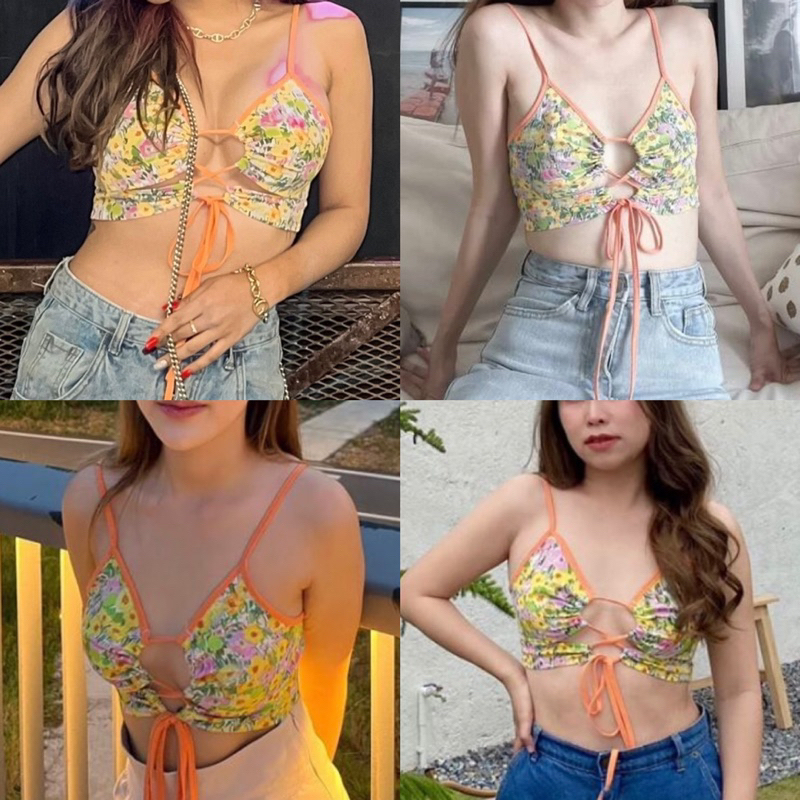 ÁO 2 DÂY CROPTOP KIỂU ÔM NGẮN HOẠ TIẾT HOA DỄ THƯƠNG PHONG CÁCH SEXY THỜI TRANG NỮ HÀN QUỐC Y2K GIÁ RẺ