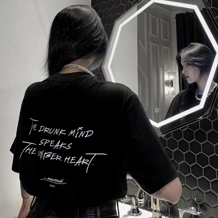 Áo thun nữ minimal MIR - Make It Rain the drunk mind cotton tay lỡ phong cách basic dễ phối đồ