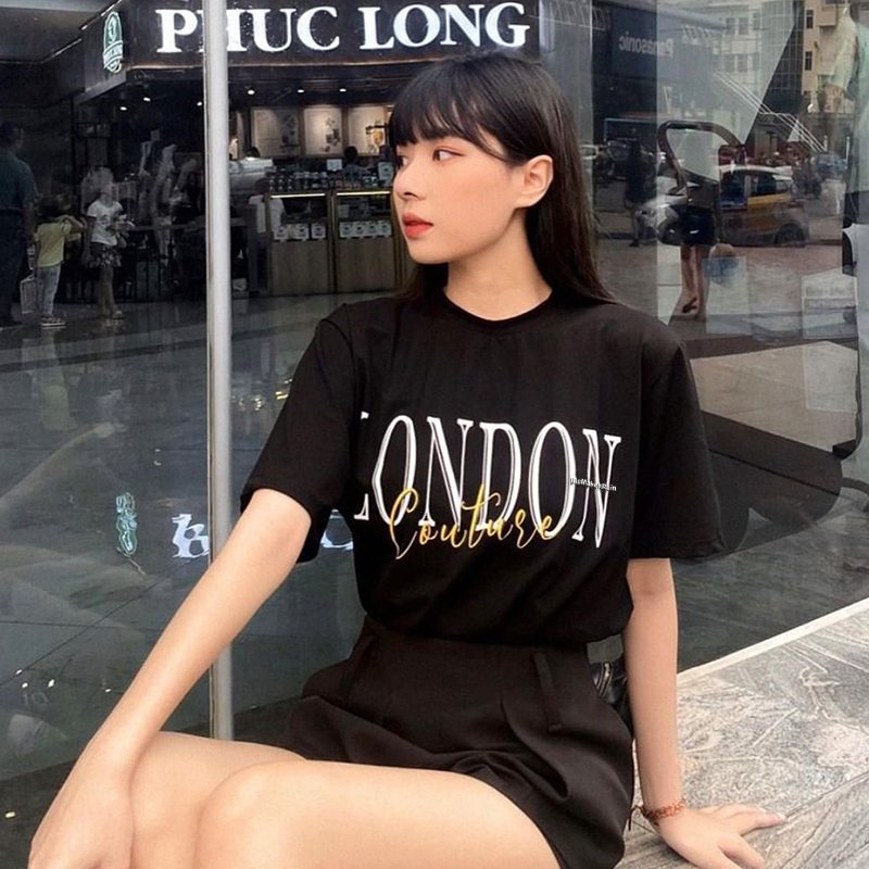 Áo thun nữ minimal MIR - Make It Rain london text design cotton dáng tay lỡ phong cách basic