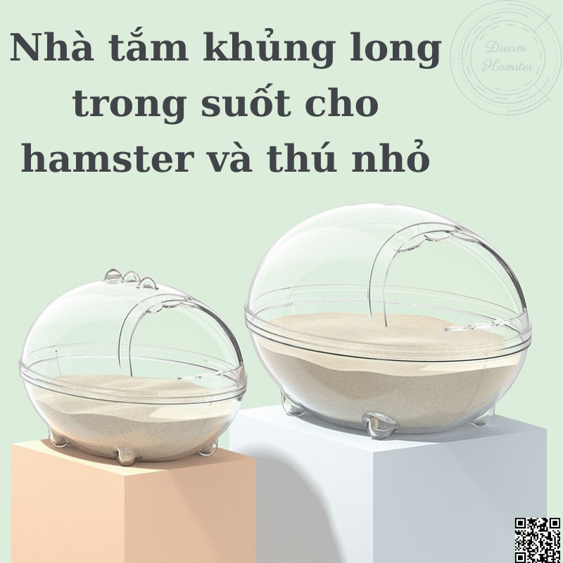 Nhà tắm khủng long trong suốt cho hamster và thú nhỏ