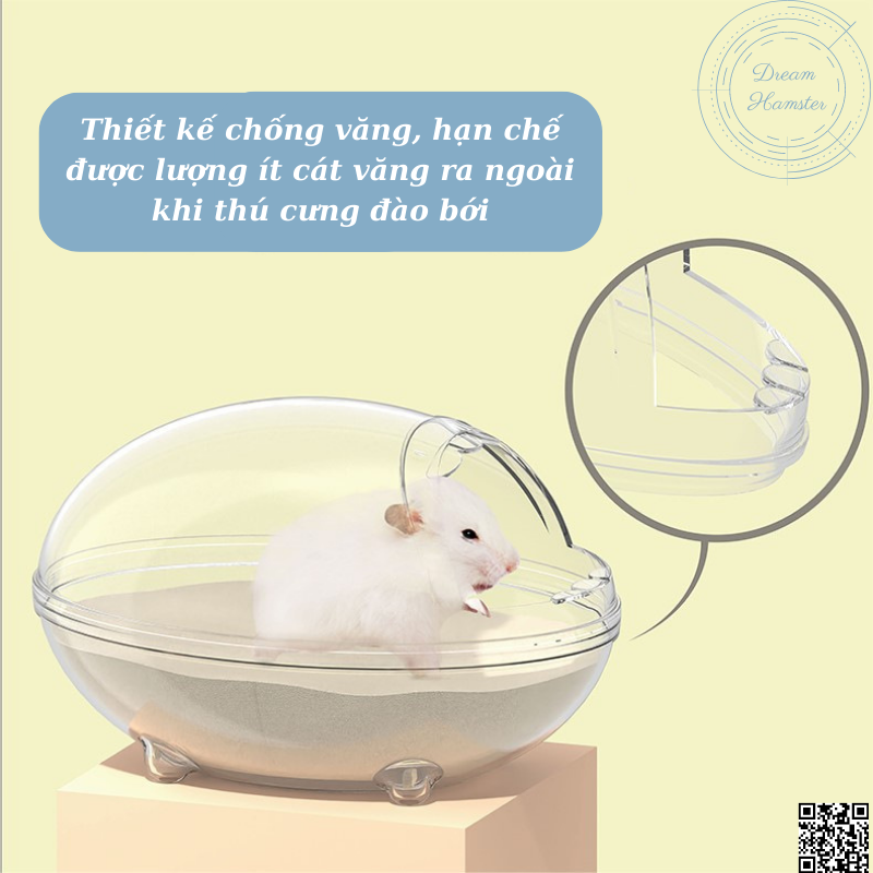 Nhà tắm khủng long trong suốt cho hamster và thú nhỏ
