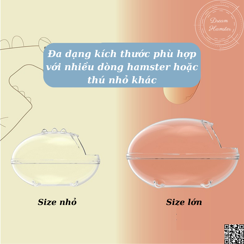 Nhà tắm khủng long trong suốt cho hamster và thú nhỏ