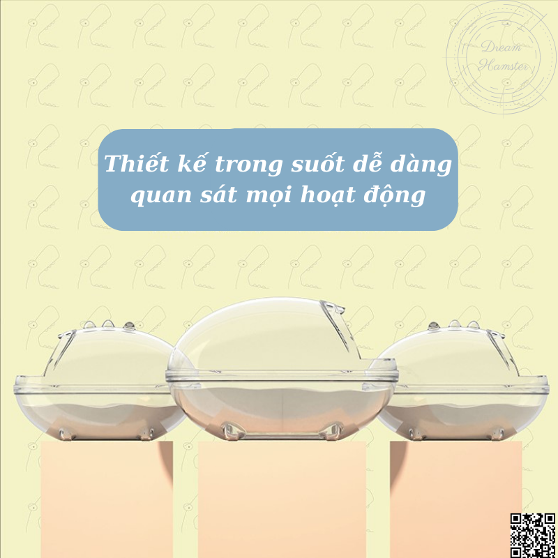 Nhà tắm khủng long trong suốt cho hamster và thú nhỏ