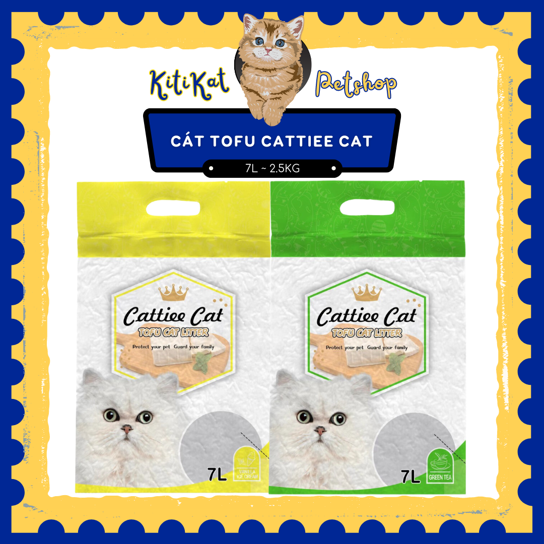 Cát đậu nành cho mèo Cattiee Cat 7L nhiều mùi hương, Cát vệ sinh tofu hữu cơ chiết xuất từ mầm đậu nành nguyên cám