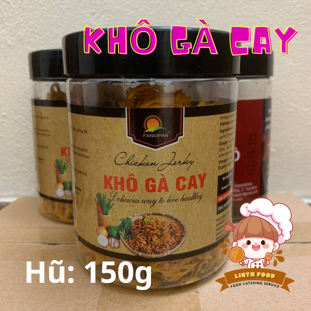 Khô gà cay Fansipan Hũ 150g Cay ngon Tiện lợi Đảm bảo ATVSTP - Đồ ăn vặt Linth Food