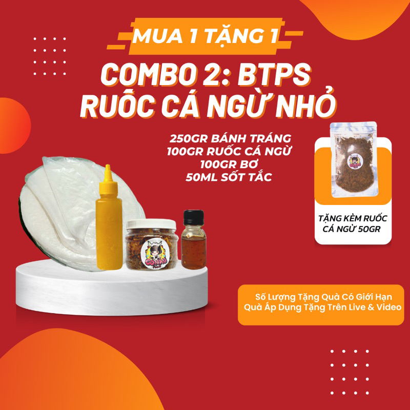 Bánh Tráng Phơi Sương Ruôc Cá Ngừ Hành Phi Nhỏ, Tặng 100Gr Bơ và 1 Chai Nước Sốt Tắc Độc Quyền