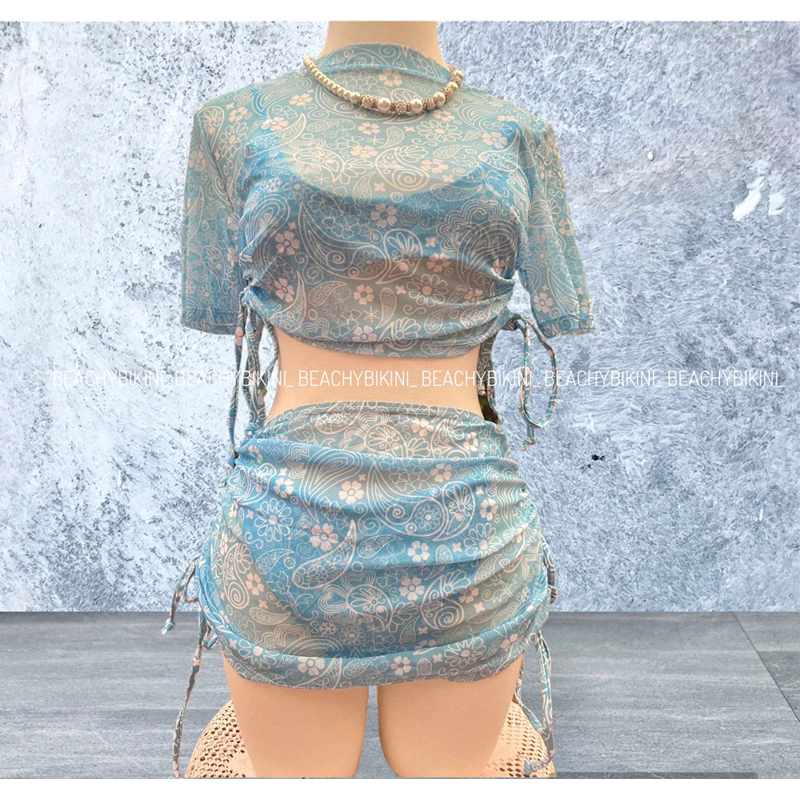 Set bikini 3 mảnh kèm áo + chân váy