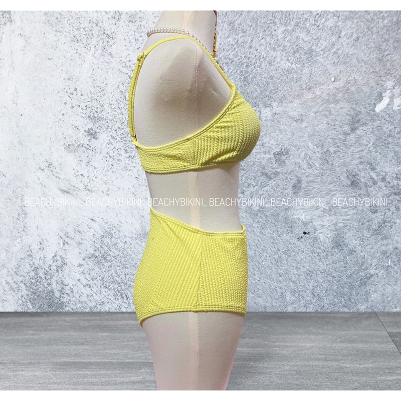 Set bikini 2 mảnh cạp cao trơn đơn giản