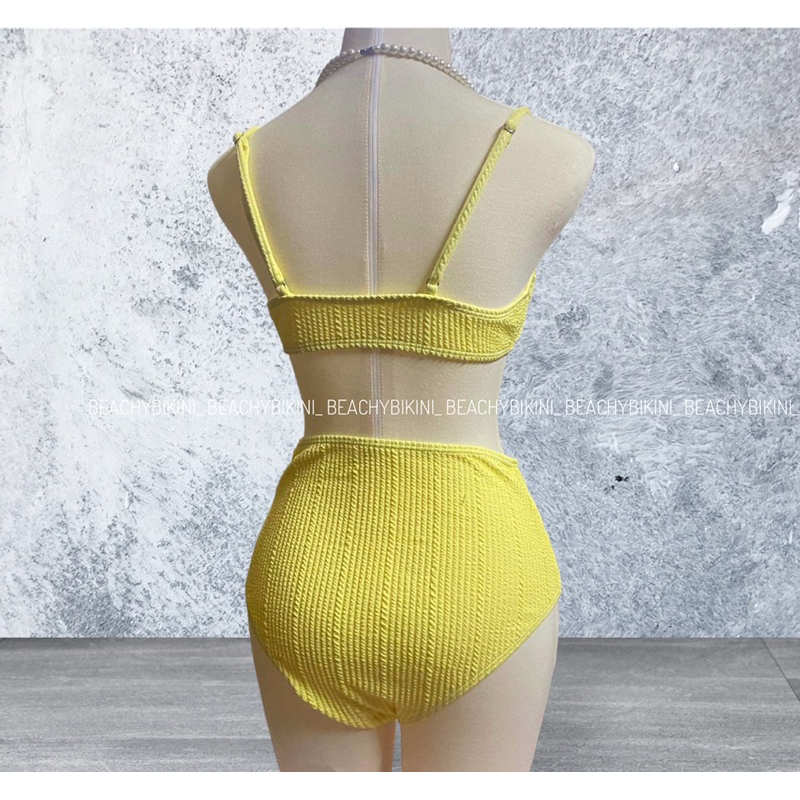 Set bikini 2 mảnh cạp cao trơn đơn giản