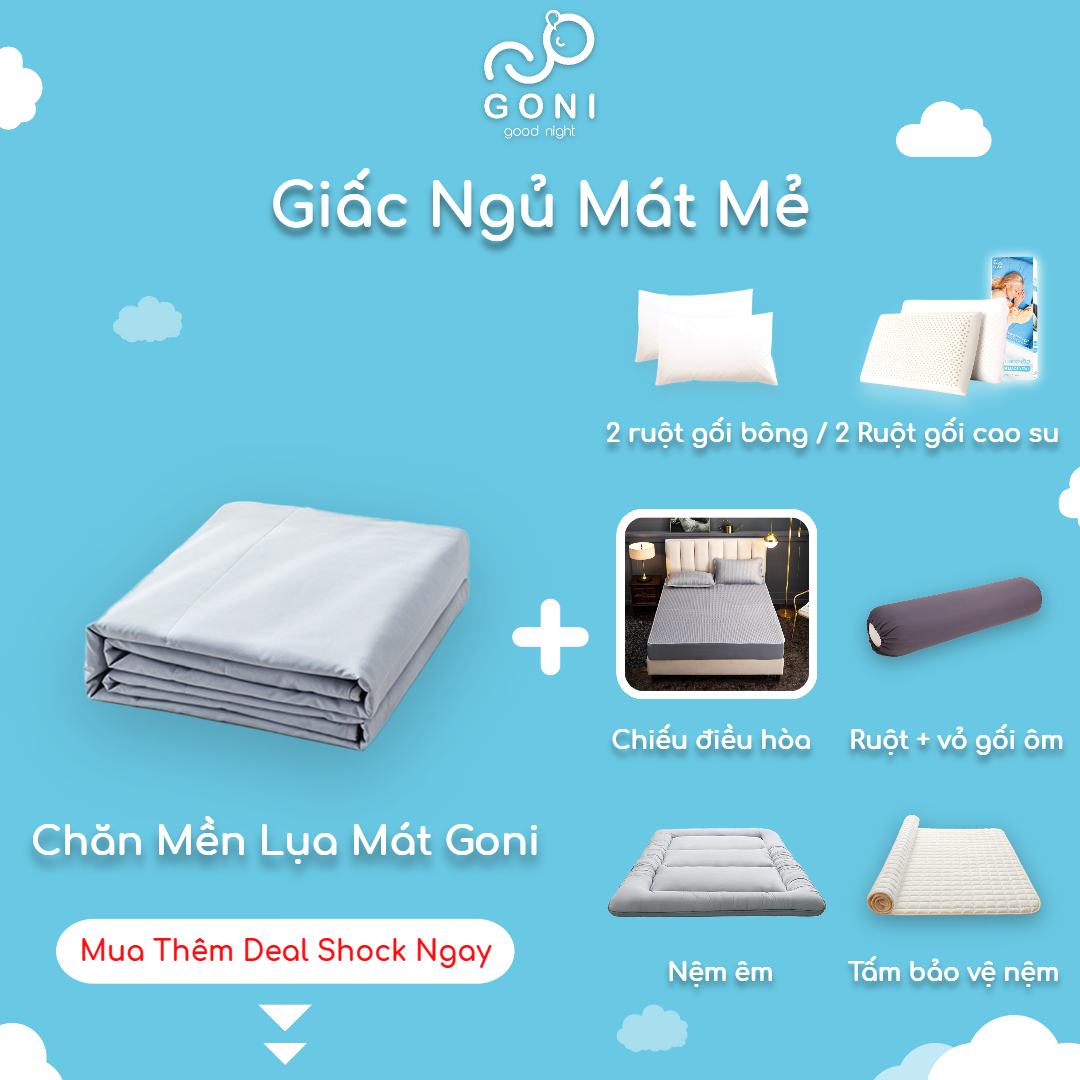 Chăn hè mền lụa mát Goni làm mát tự nhiên kích thước 1m5 x 2m, 2m x 2m3