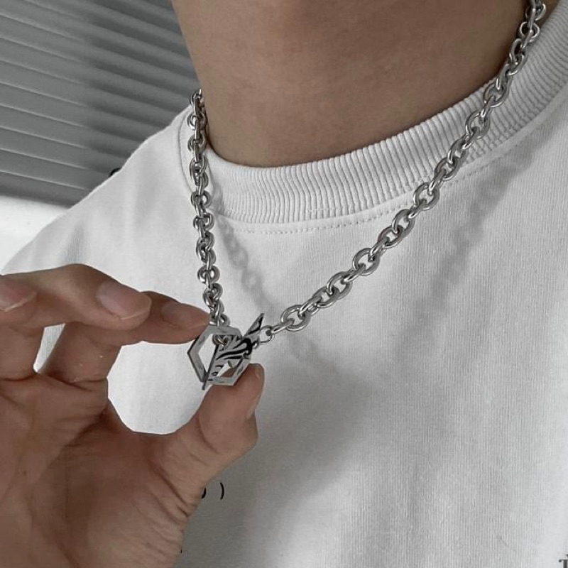 Vòng Cổ Nam Hình Tia Sét Bằng Thép Titan Khoá Cài OT - Dây Chuyền Tia Chớp Không Gỉ Phong Cách Streetwear Hiphop