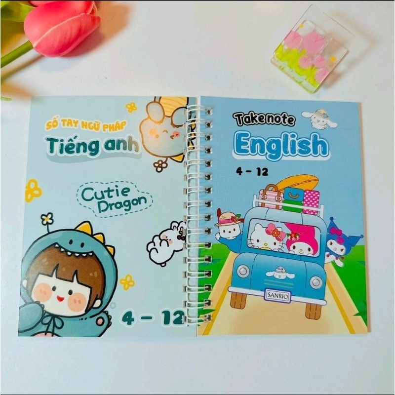 [BẢN MỚI NHẤT 68 trang] Bộ sổ giấy lò xo  takenote ngữ pháp tiếng anh lớp 3 đến 12  A6 - 68 trang